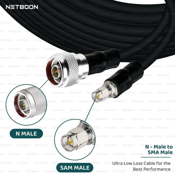 HLF400 CABLE WITH N MALE TO SMA MALE (8) HLF400 Coaxial Cable Assembly – N Male to SMA Male Connector | Low-Loss 50 Ohm RF Cable for Antennas & Wireless Equipment