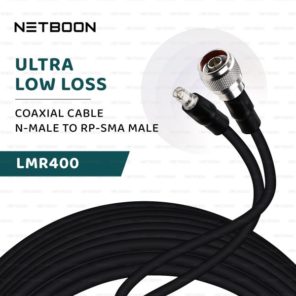 NETBOON HLF400 Coaxial Cable Assembly – N Male to RP-SMA Male Connector High-Performance 50 Ohm RF Cable for Wireless & Networking Applications (7) HLF400 Coaxial Cable Assembly – N Male to RP-SMA Male Connector | High-Performance 50 Ohm RF Cable for Wireless & Networking Applications