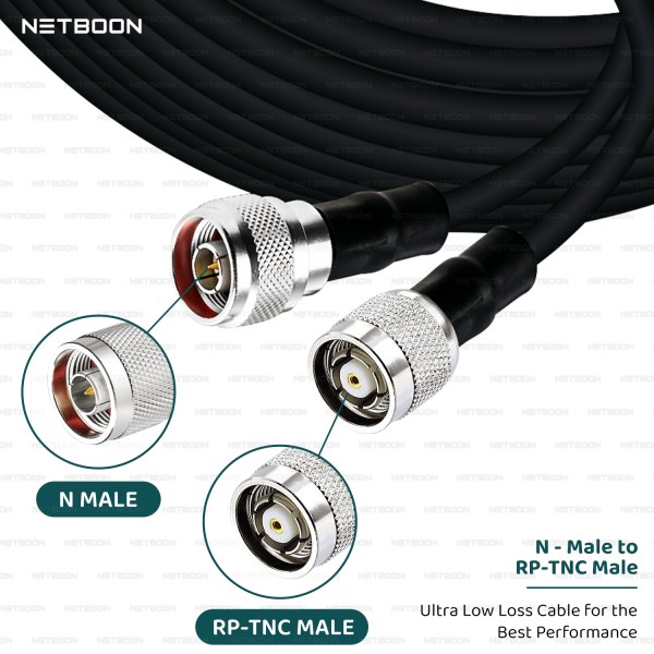 HLF400 Coaxial Cable Assembly – N Male to RP-TNC Male Connector | 50 Ohm Low-Loss RF Cable for Wi-Fi, Networking & Industrial Applications