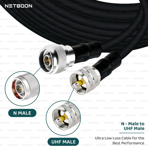NETBOON HLF400 Coaxial Cable Assembly – N Male to UHF Male Connector Low-Loss 50 Ohm RF Cable for Antennas & Communication Systems (3) NETBOON HLF400 Coaxial Cable Assembly – N Male to UHF Male Connector | Low-Loss 50 Ohm RF Cable for Antennas & Communication Systems