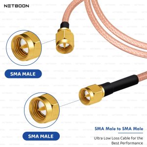 NETBOON RG316 Coaxial Cable Assembly – SMA Male to SMA Male Connectors | Flexible RF Jumper for Antennas, Wireless Modules, Test Equipment & Communication Devices