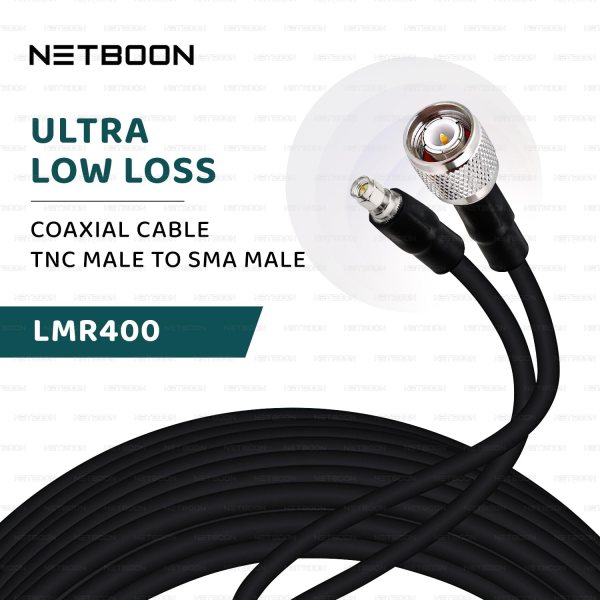 HLF 400 Coaxial Cable Assembly with TNC Male to SMA Male Connector (2) HLF400 Coaxial Cable Assembly with TNC Male to SMA Male Connector | 50 Ohm Low Loss RF Cable | Indoor & Outdoor Use