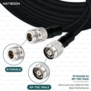 NETBOON HLF400 Coaxial Cable Assembly N Female to RP-TNC Male Connector | 50 Ohm Low Loss RF Coax Cable | Compatible with RF Devices, Lab Instruments, RF Communication Systems