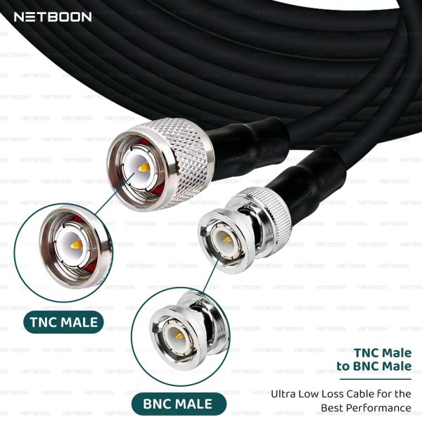 HLF400 Coaxial Cable Assembly with TNC Male to BNC Male Connector | Low Loss RF Coax | 50 Ohm Jumper Cable