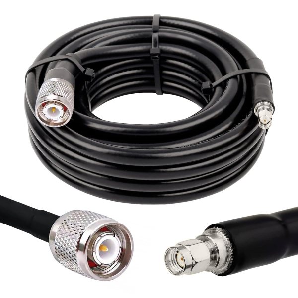 NETBOON HLF400 Coaxial Cable Assembly TNC Male to RP-SMA Male Connector Low Loss 50 Ohm RF Cable LMR400 Equivalent UV Resistant Dual Shielded Coax Jumper (1) NETBOON HLF400 Coaxial Cable Assembly TNC Male to RP-SMA Male Connector | Low Loss 50 Ohm RF Cable | LMR400 Equivalent | UV Resistant Dual Shielded Coax Jumper