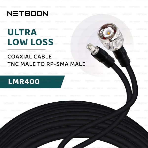 NETBOON HLF400 Coaxial Cable Assembly TNC Male to RP-SMA Male Connector Low Loss 50 Ohm RF Cable LMR400 Equivalent UV Resistant Dual Shielded Coax Jumper (2) NETBOON HLF400 Coaxial Cable Assembly TNC Male to RP-SMA Male Connector | Low Loss 50 Ohm RF Cable | LMR400 Equivalent | UV Resistant Dual Shielded Coax Jumper