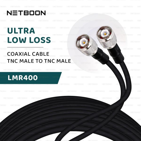 HLF400 Coaxial Cable Assembly with TNC Male to TNC Male Connector | 50 Ohm Low Loss RF Coax | Outdoor & Indoor Use