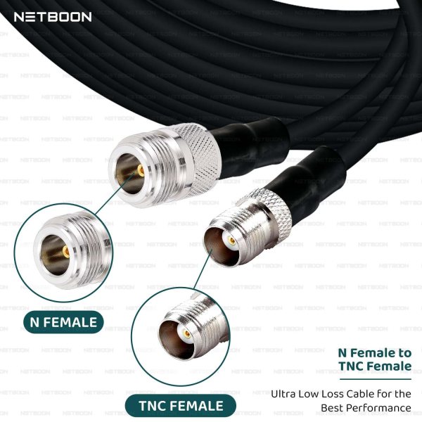 NETBOON HLF400 Coaxial Cable Assembly with N Female to TNC Female Connector 50 Ohm Low Loss RF Coax LMR400 Equivalent Dual Shielded Weather Resistant Cable (3) NETBOON HLF400 Coaxial Cable Assembly with N Female to TNC Female Connector | 50 Ohm Low Loss RF Coax | LMR400 Equivalent