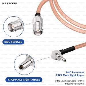 NETBOON RG316 Coaxial Cable Assembly | BNC Female to CRC9 Male Right Angle Connector | Compatible with SDR, GPS, FPV, LTE Dongle, Signal Testing Devices