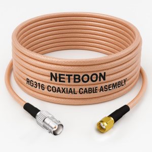 NETBOON RG316 Coaxial Cable Assembly | BNC Female to RP-SMA Male Connector | Compatible with SDR, GPS, WiFi Modules, RF Test Equipment, Signal Projects