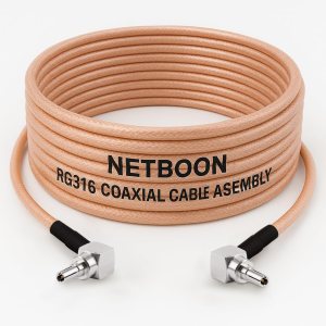NETBOON RG316 Coaxial Cable Assembly | CRC9 Male Right Angle to CRC9 Male Right Angle Connectors | Flexible Low-Loss RF Pigtail Cable