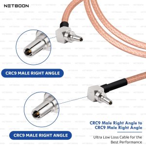 NETBOON RG316 Coaxial Cable Assembly | CRC9 Male Right Angle to CRC9 Male Right Angle Connectors | Flexible Low-Loss RF Pigtail Cable