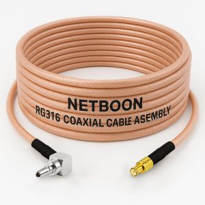 NETBOON RG316 Coaxial Cable Assembly | CRC9 Male Right Angle to MCX Male Connector | Low-Loss Flexible RF Pigtail Cable