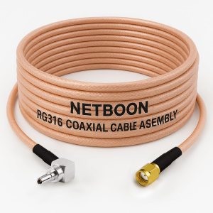 NETBOON RG316 Coaxial Cable Assembly | CRC9 Male Right Angle to RP-SMA Male Connector | Flexible Low-Loss RF Pigtail Cable