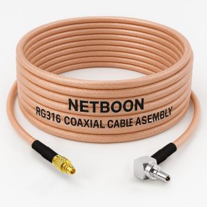 NETBOON RG316 Coaxial Cable Assembly | MMCX Male to CRC9 Male Right Angle Connectors | Low-Loss RF Jumper Cable | Flexible Pigtail | Multiple Length Options Available
