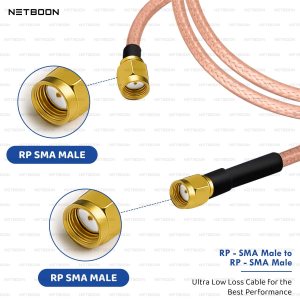 NETBOON RG316 Coaxial Cable Assembly | RP-SMA Male to RP-SMA Male Connector | Low-Loss RF Pigtail Jumper | Flexible Cable for Wireless