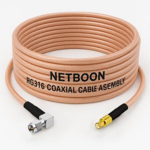 NETBOON RG316 Coaxial Cable Assembly | SMA Male Right Angle to MCX Male Connector | Flexible Low-Loss RF Pigtail Jumper | Custom Lengths Available