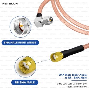 NETBOON RG316 Coaxial Cable Assembly | SMA Male Right Angle to RP-SMA Male Connector | RF Pigtail Jumper for Module Integration | Flexible Low-Loss Cable | Custom Lengths Available