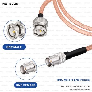 NETBOON RG316 Coaxial Cable Assembly with BNC Male to BNC Female Connector | RF Extension Cable for CCTV, Antennas, Lab Testing & Signal Transmission