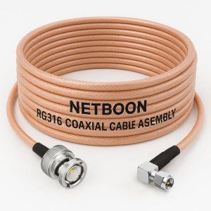 NETBOON RG316 Coaxial Cable Assembly with BNC Male to SMA Male Right Angle Connector | RF Jumper Cable for Antennas, CCTV, Wireless Modules & Test Equipment