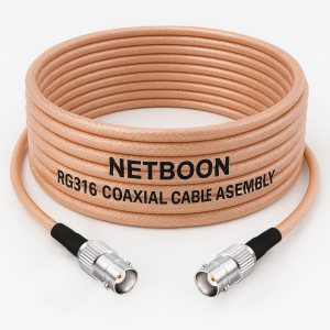 NETBOON RG316 Coaxial Cable Assembly – BNC Female to BNC Female Connectors Flexible RF Jumper for CCTV, Signal Testing, Radio Systems & Communication Equipment