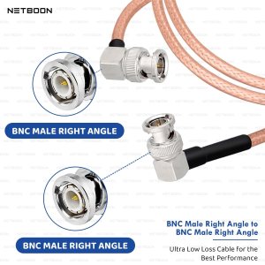 NETBOON RG316 Coaxial Cable Assembly – BNC Male Right Angle to BNC Male Right Angle Connectors, Flexible RF Jumper for Signal Test Benches, Monitoring Panels, and Compact RF Routing