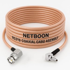 NETBOON RG316 Coaxial Cable Assembly – BNC Male Right Angle to CRC9 Male Right Angle Connectors, Flexible RF Jumper for USB Modems, RF Test Systems, and Compact Wireless Interfaces