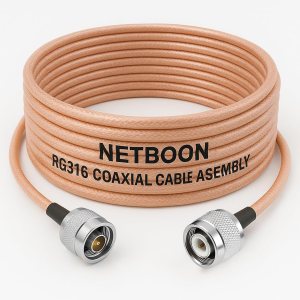 NETBOON RG316 Coaxial Cable Assembly – N Male to TNC Male Connectors, 50 Ohm RF Jumper, Flexible Miniature Cable for Test Equipment