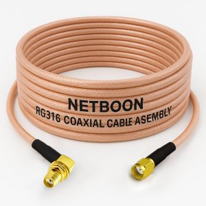NETBOON RG316 Coaxial Cable Assembly – SMA Female Right Angle to RP SMA Male Connectors | RF Jumper Cable for Embedded Boards, Wireless Antennas, Signal Routing