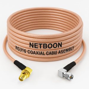 NETBOON RG316 Coaxial Cable Assembly – SMA Female Right Angle to SMA Male Right Angle Connectors | Compact RF Jumper for Wireless Modules, IoT Devices & Signal Testing