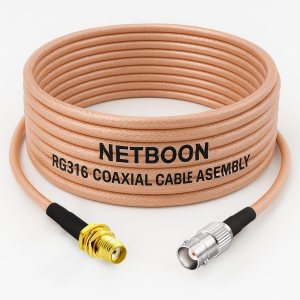 NETBOON RG316 Coaxial Cable Assembly – SMA Female to BNC Female Connectors | Flexible RF Jumper for GPS Modules, Test Equipment, Signal Analysis & Communication Systems
