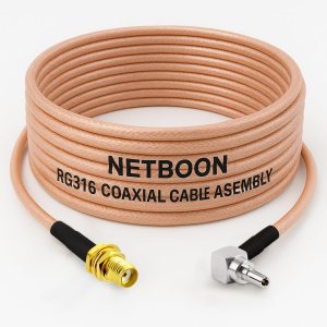 NETBOON RG316 Coaxial Cable Assembly – SMA Female to CRC9 Male Right Angle Connectors | Flexible RF Jumper for LTE Dongles, Wireless Modems, Antenna Extensions & IoT Devices