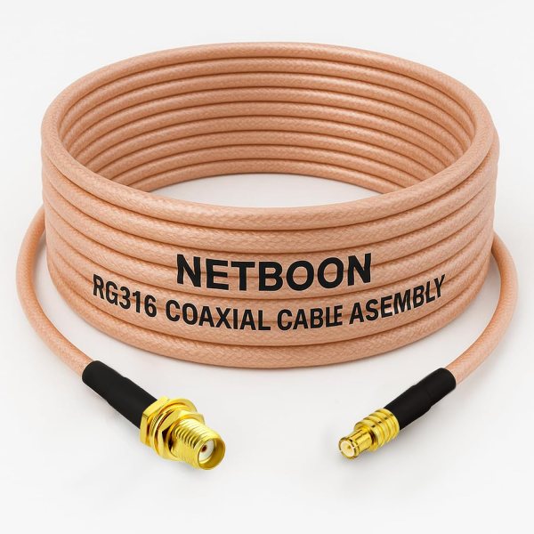 NETBOON RG316 Coaxial Cable Assembly – SMA Female to MCX Male Connectors | Flexible RF Jumper for GPS Devices, Embedded RF Boards, Wireless Modules & Signal Test Equipment