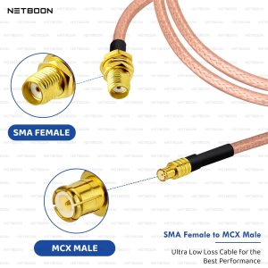 NETBOON RG316 Coaxial Cable Assembly – SMA Female to MCX Male Connectors | Flexible RF Jumper for GPS Devices, Embedded RF Boards, Wireless Modules & Signal Test Equipment