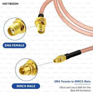 NETBOON RG316 Coaxial Cable Assembly – SMA Female to MMCX Male Connectors | Flexible RF Jumper for GPS Modules, Wireless Systems, Embedded RF Devices & Signal Routing