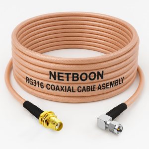 NETBOON RG316 Coaxial Cable Assembly – SMA Female to SMA Male Right Angle Connectors | Flexible RF Jumper for GPS Devices, Wireless Modules, Test Equipment & Embedded Systems