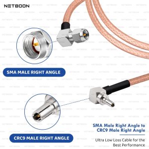 NETBOON RG316 Coaxial Cable Assembly – SMA Male Right Angle to CRC9 Male Right Angle Connectors | RF Jumper for LTE Dongles, IoT Boards, Data Modems & Compact RF Systems