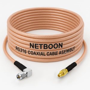 NETBOON RG316 Coaxial Cable Assembly – SMA Male Right Angle to MMCX Male Connectors | RF Jumper for Wireless Devices, Embedded Boards, Test Setups & GPS Systems