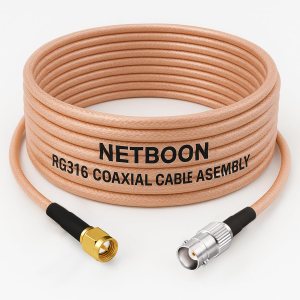 NETBOON RG316 Coaxial Cable Assembly – SMA Male to BNC Female Connectors Flexible RF Jumper for GPS Modules, Signal Testing, Wireless Equipment, and Communication Devices