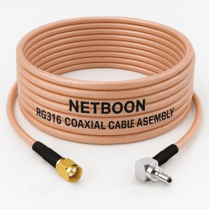 NETBOON RG316 Coaxial Cable Assembly – SMA Male to CRC9 Male Right Angle Connectors | Flexible RF Jumper for Dongles, Wireless Modems, 3G/4G LTE Routers & Embedded RF Devices