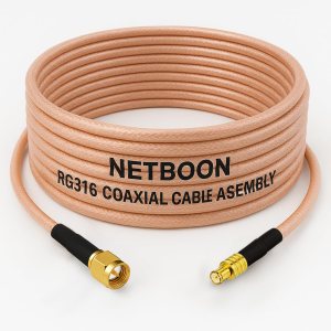 NETBOON RG316 Coaxial Cable Assembly – SMA Male to MCX Male Connectors | RF Jumper for GPS Devices, Wireless Modules, Embedded Systems & Signal Testing | Flexible Shielded Cable