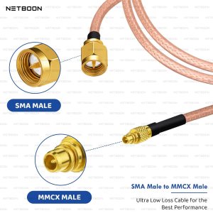 NETBOON RG316 Coaxial Cable Assembly – SMA Male to MMCX Male Connectors | Flexible RF Jumper for GPS Modules, Embedded Boards, Wireless Devices, and Signal Measurement