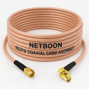NETBOON RG316 Coaxial Cable Assembly – SMA Male to SMA Female Right Angle Connectors | Flexible RF Jumper for GPS, Antennas, Test Equipment & Compact Wireless Modules
