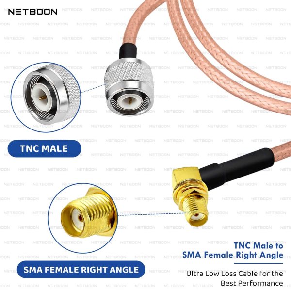 RG316 TNC to SMA female angled connector cable, low-loss coaxial jumper, RF extension patch lead for routers, EMI protected radio-frequency cable, coax interface for network tester, directional signal cable for embedded board, flexible adapter wire for analyzer, SMA female 90-degree signal output connector, coax signal routing in telecom enclosures, high-frequency jumper for wireless design, modular antenna test link, compact transmission cable, right angle SMA antenna interface, cable assembly for SDR, industrial device RF patch wire