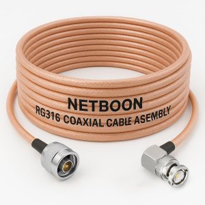 RG316 Coaxial Cable Assembly – N Male to BNC Male Right Angle Connectors