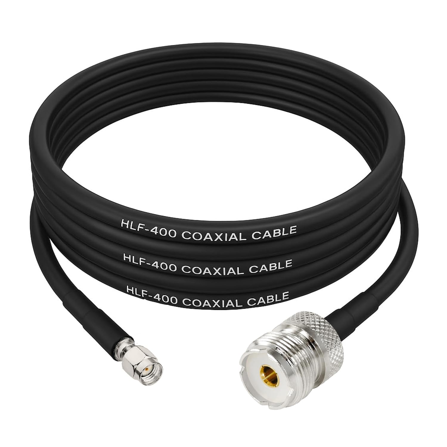 NETBOON HLF400 Coaxial Cable Assembly RP-SMA Male to UHF Female Connector | 50 Ohm Low Loss RF Coax | Dual Shielded | Outdoor-Ready | Gold-Plated Connectors