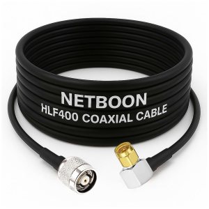 NETBOON HLF 400 Coaxial Cable Assembly – RP-TNC Male to SMA Male Right Angle Connector – Low Loss 50 Ohm RF Cable for Antenna, Wireless, Networking & Communication Equipment