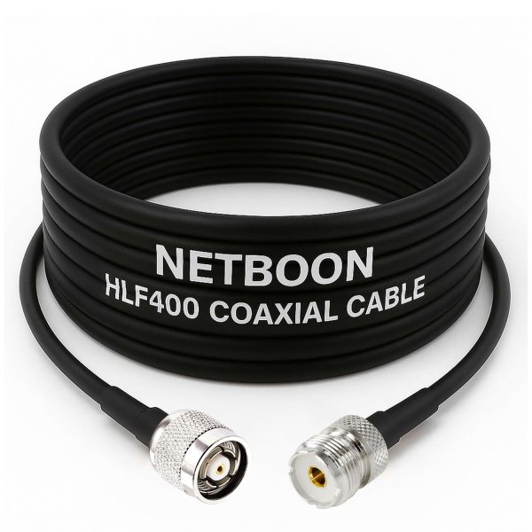 NETBOON HLF 400 Coaxial Cable Assembly – RP-TNC Male to UHF Female Connector – Low Loss 50 Ohm RF Cable for Antenna, Wireless, Radio, Communication & Networking Systems