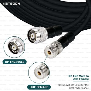 NETBOON HLF 400 Coaxial Cable Assembly – RP-TNC Male to UHF Female Connector – Low Loss 50 Ohm RF Cable for Antenna, Wireless, Radio, Communication & Networking Systems