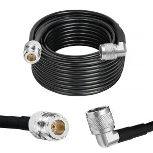 NETBOON HLF400 Coaxial Cable Assembly N Female to N Male Right Angle Connector | 50 Ohm Low Loss RF Coax Cable | LMR400 Equivalent | UV Resistant | Ideal for Tight-Space RF Setups